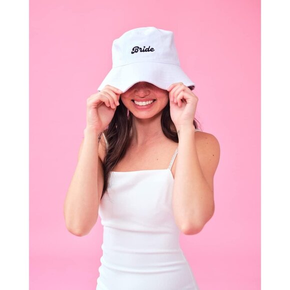 🆕Women White Cotton Bucket Hat Bridal Shower Engagement Party Accessory - Picture 5 of 9